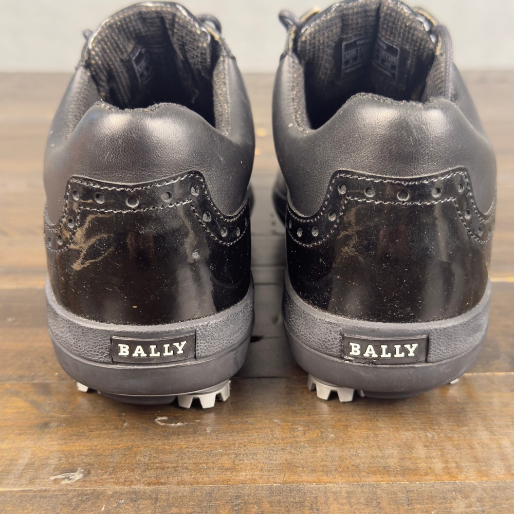 Bally Black Leather Kiltie Wingtip Golf Shoes Womens Softspikes Oxfords - Picture 5 of 9